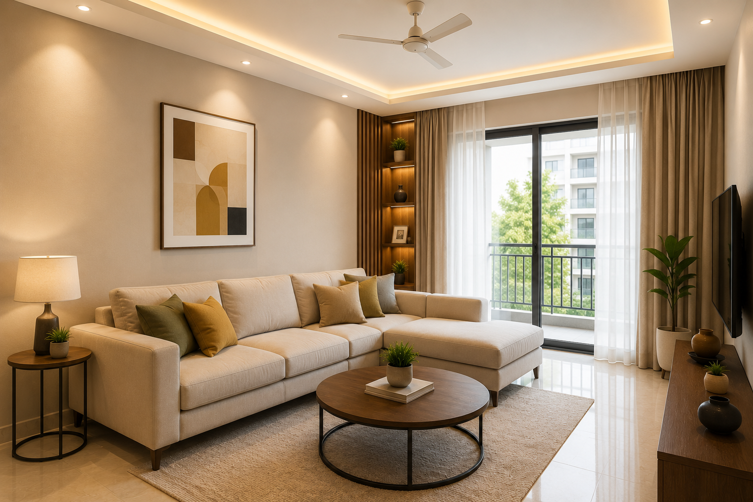 Freshly painted bright modern living room interior